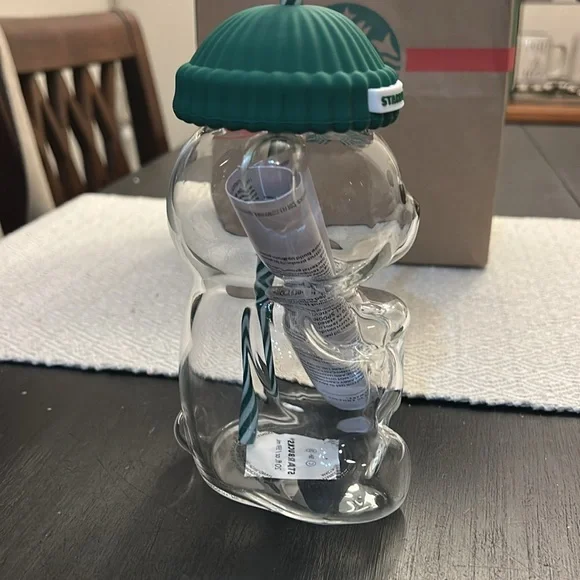 2025 Starbucks Bearista Glass cup with straw. **new** never used - Picture 3 of 5